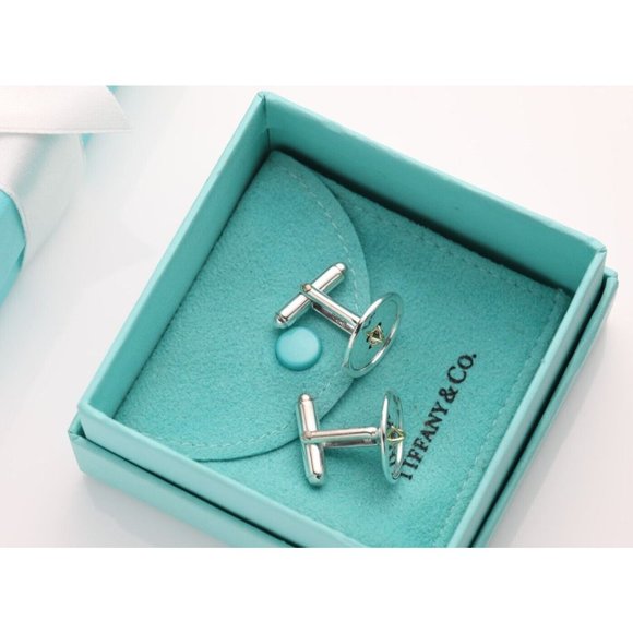 Authentic Tiffany & Co. Men's Cufflinks Button Motif in 925 Silver & 18k Gold - Picture 11 of 11